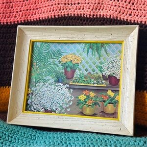 GREEN SALE 🍀 Vintage framed 70s floral lithograph